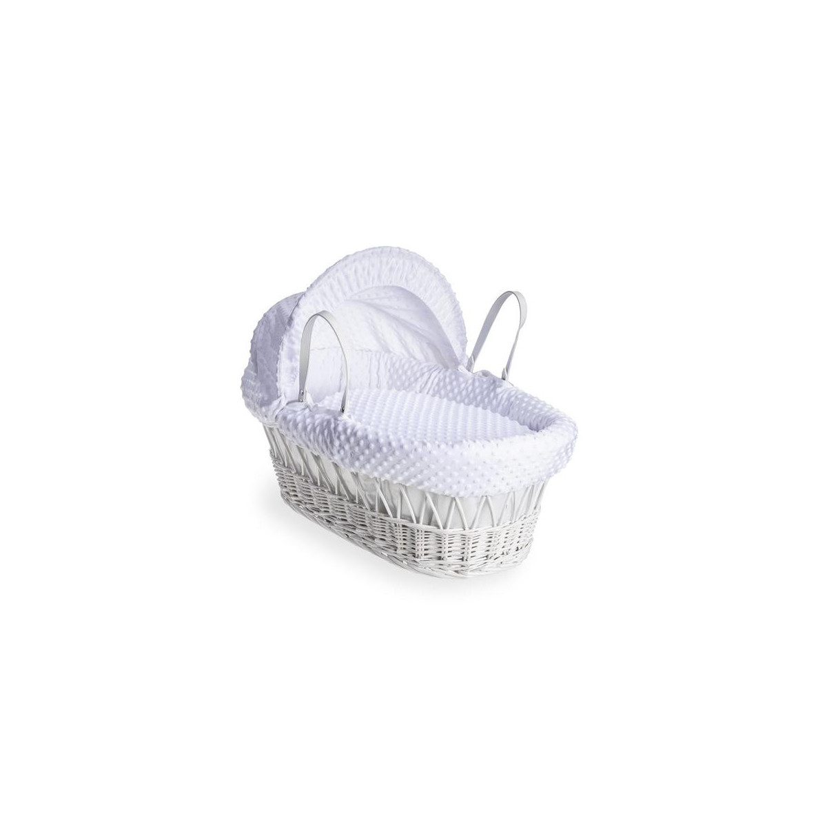 Cuddles Collection White Wicker Moses Basket - White Dimples