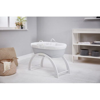 Shnuggle Dreami Moses Basket and Stand - In Grey