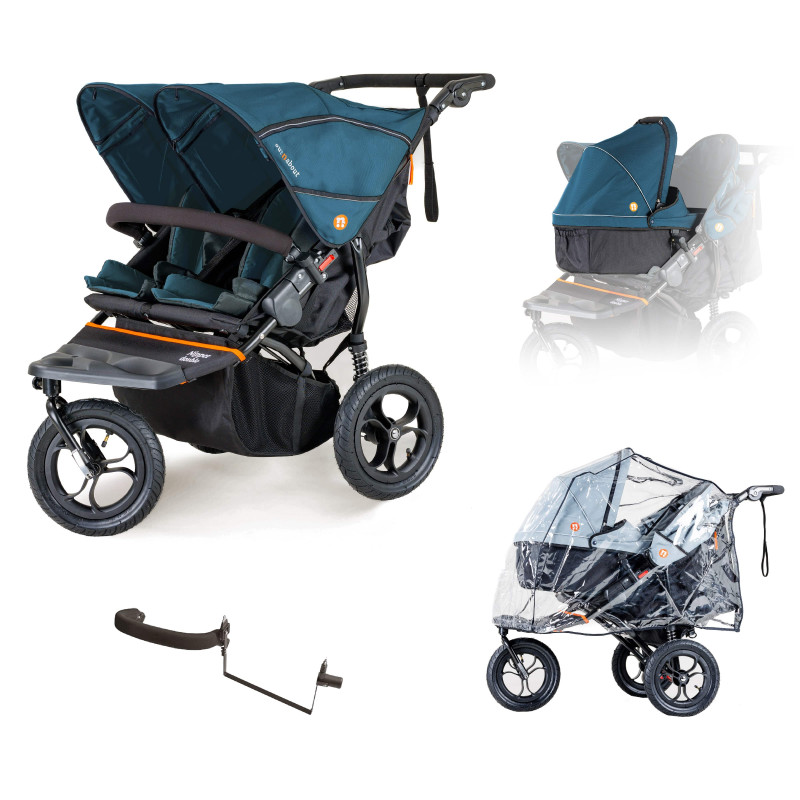 Out 'n' About Nipper Double V5 Newborn and Toddler Starter Bundle - In Highland Blue Out 'n' About Nipper Double V5 Newborn and Toddler Starter Bundle - In Highland Blue