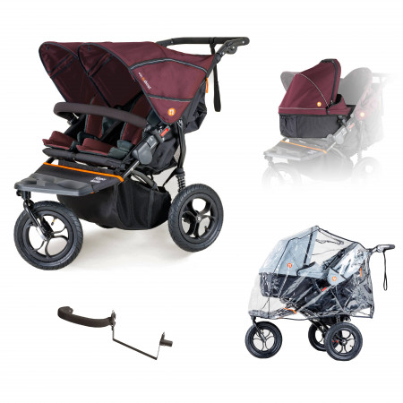 Out 'n' About Nipper Double V5 Newborn and Toddler Starter Bundle - In Brambleberry Red