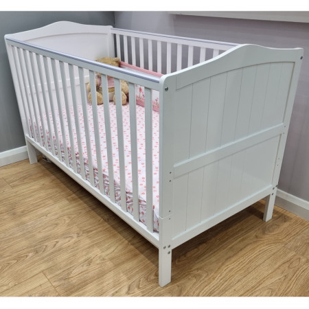 BRbaby Oslo Sleigh Cot Bed In White