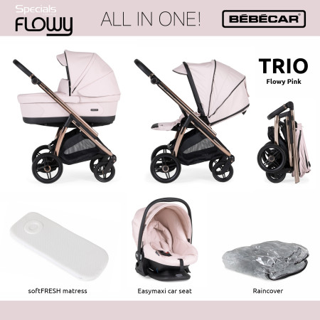 Bébécar TRIO Flowy - In Pink / Fume Rose Chassis