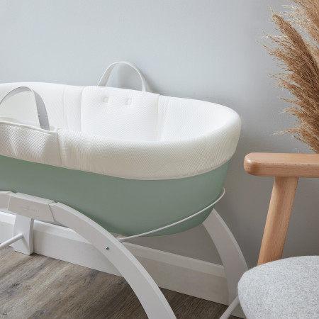 Shnuggle Dreami Moses Basket and Stand - In Eucalyptus
