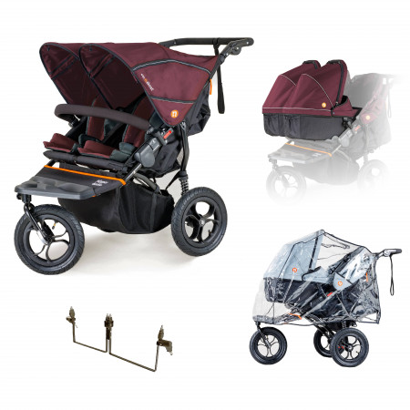 Out 'n' About Nipper Double V5 Twin Starter Bundle - In Brambleberry Red