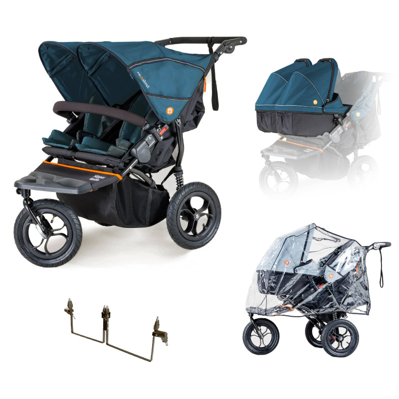 Out 'n' About Nipper Double V5 Twin Starter Bundle - In Highland Blue