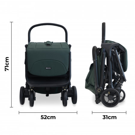 MyBabiie MBX7 Auto-Fold Stroller - In Forest Green