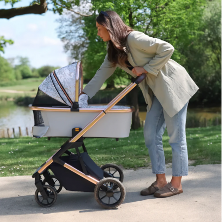 MyBabiie MB500i 3-in-1 Travel System - In Rose Gold Marble