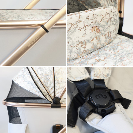 MyBabiie MB500i 3-in-1 Travel System - In Rose Gold Marble