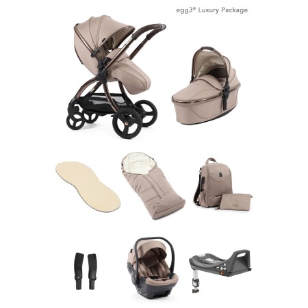 Egg3® Luxury Bundle (Inc. Egg® Shell Car Seat) - In SE Houndstooth Almond