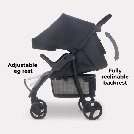 MyBabiie MB30 Stroller - Black & Grey