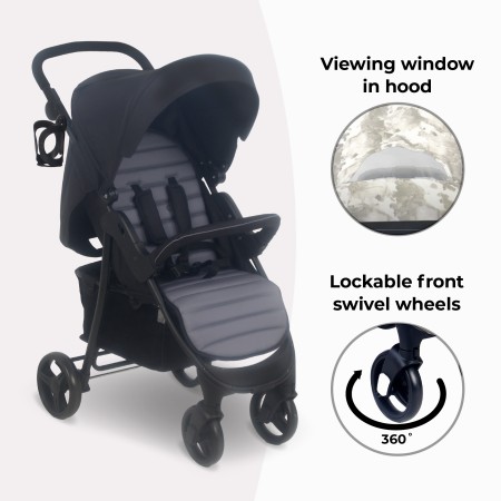 MyBabiie MB30 Stroller - Black & Grey