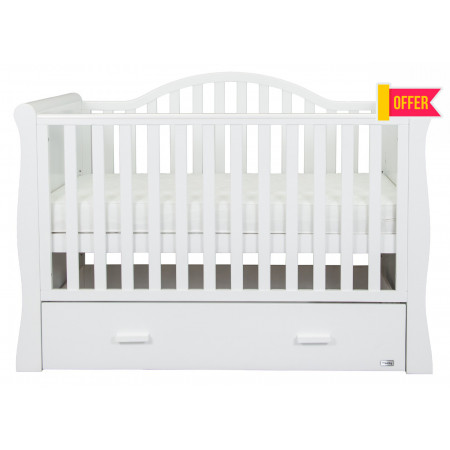 BRbaby Oslo Sleigh Cot Bed - In White