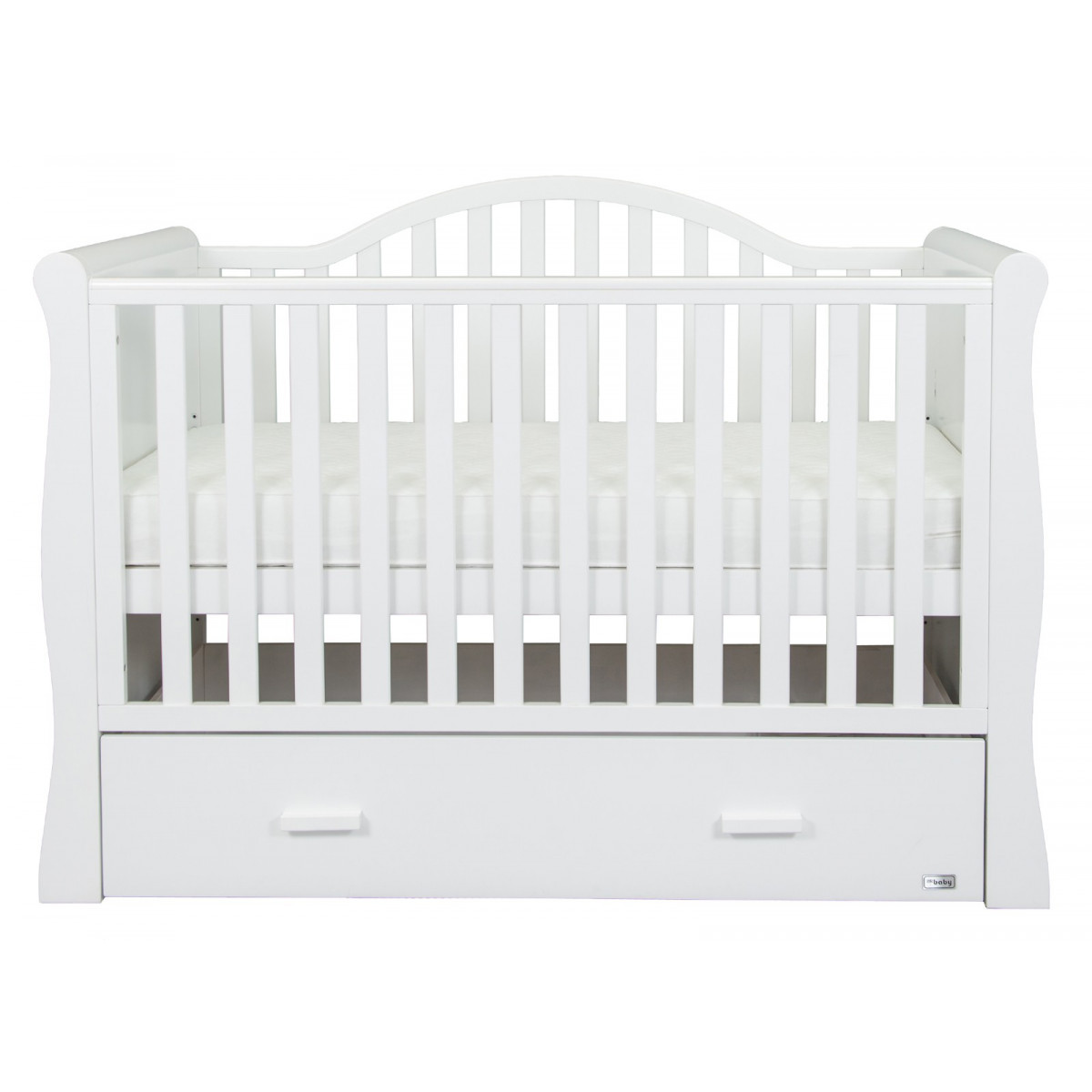 BRbaby Oslo Sleigh Cot Bed In White