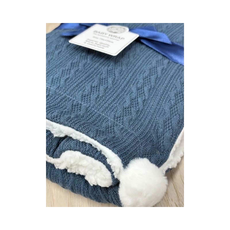 Snuggle Baby Pom Pom Blanket - In Navy