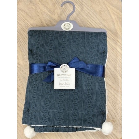 Snuggle Baby Pom Pom Blanket - In Navy