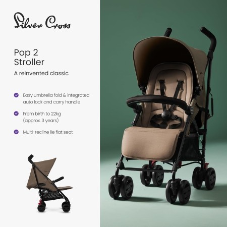 Silver Cross Pop 2 Stroller - In Cobble