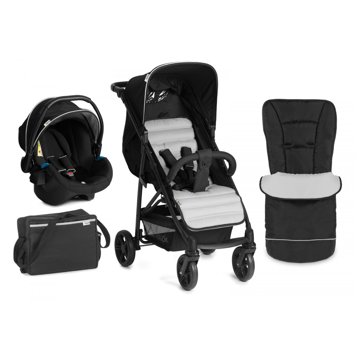 Group 0+ Car Seat, Compatible with Optional ISOFix Base, Foot muff, Changing Bag and Raincover from Birth to 22 Kg Hauck Rapid 4 Plus Shop N Drive Set Quick Fold Travel System Black/Silver